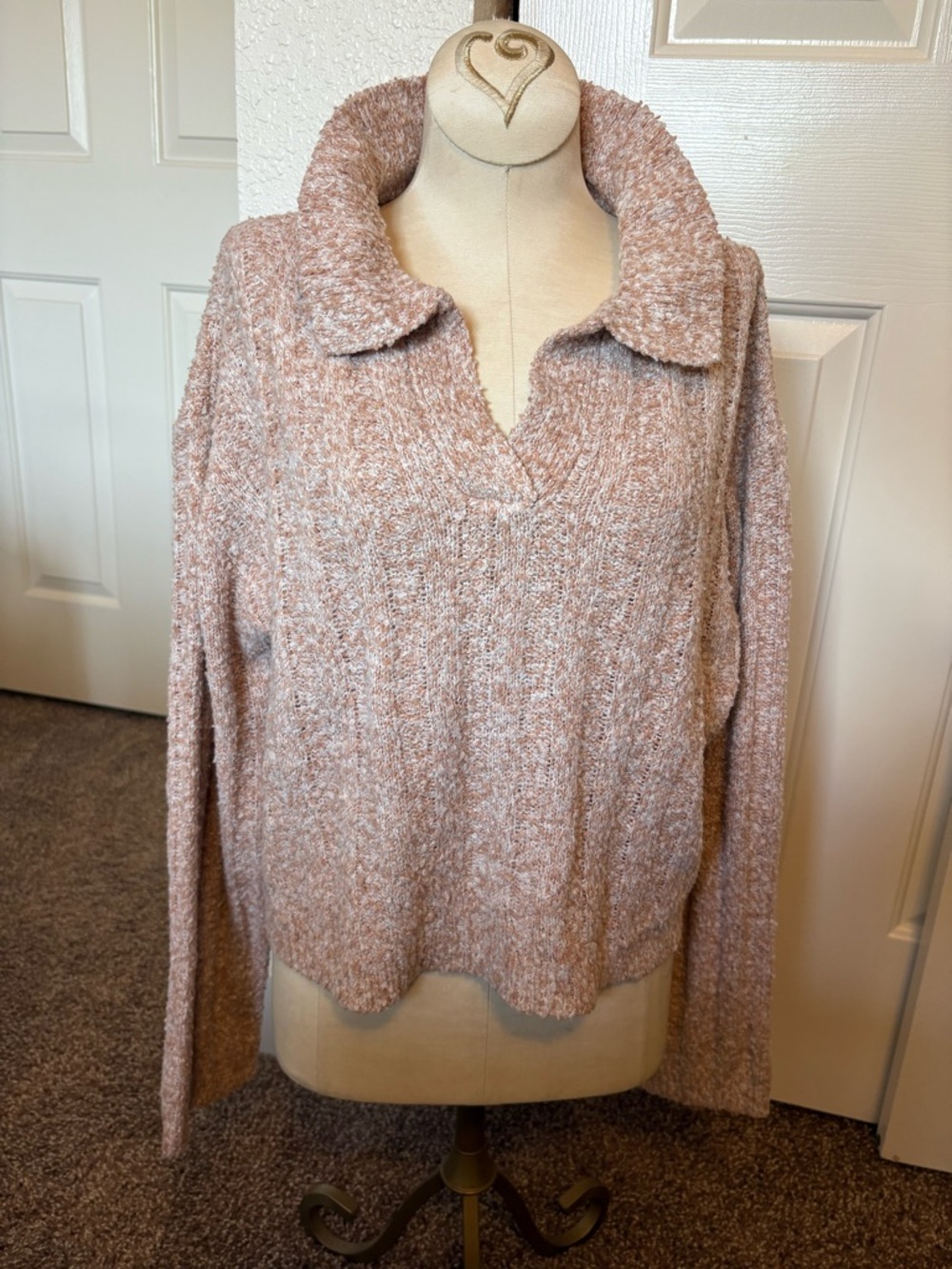 Cozy Blush Cowl-Neck Sweater